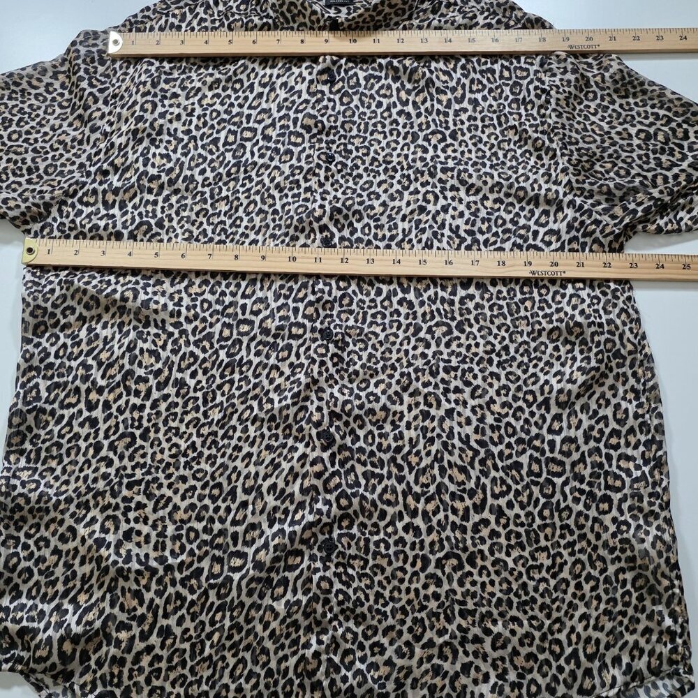 Zara Leopard Print Blouse Womens XL Multicolor LS Boho High Low Cheetah Slouchy - Picture 5 of 16